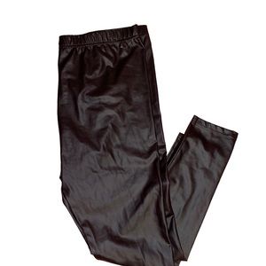 Juniors Eye Candy Burgundy Casual faux Leather Leggings size 2x